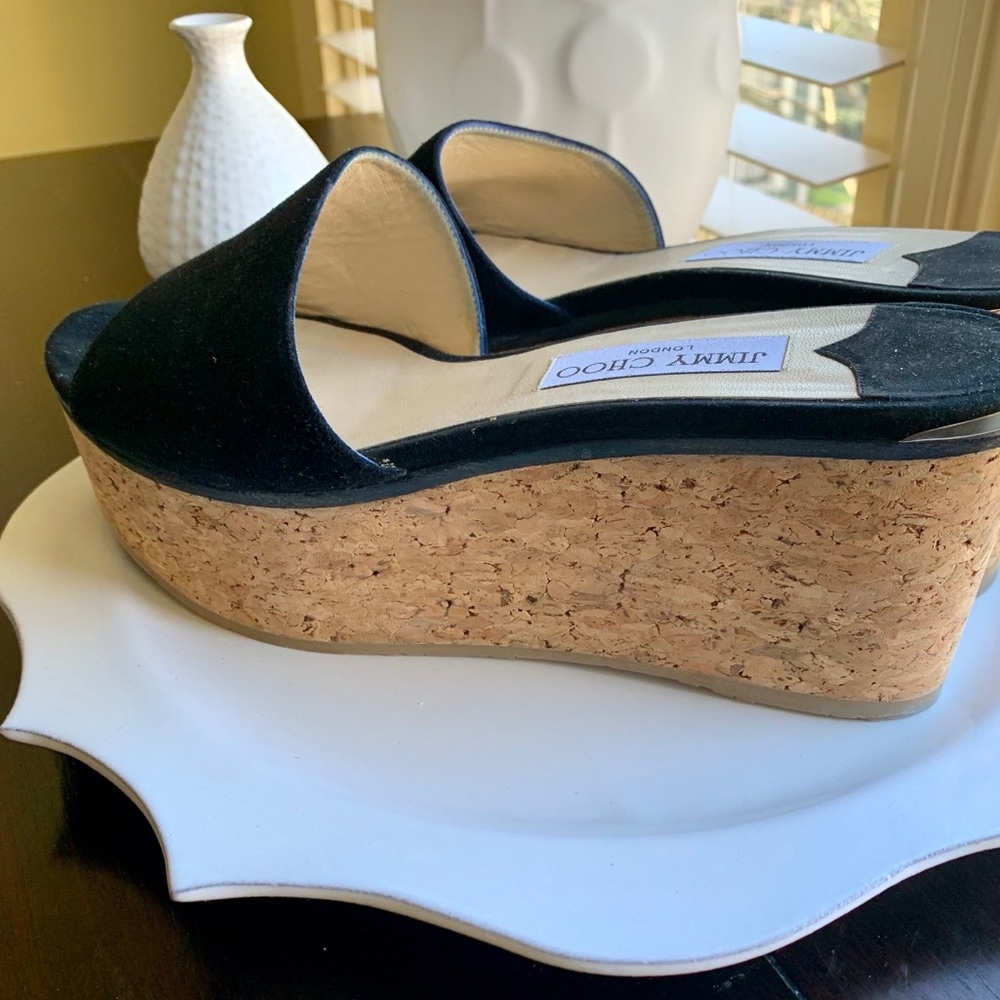 Jimmy Choo Black and Tan Platform Shoes